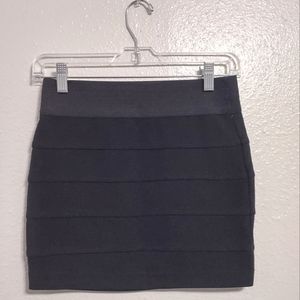 Solid black striped pencil skirt